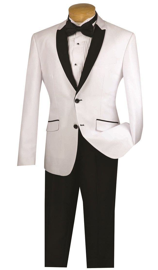 Vinci Men's 2 Piece Sharkskin Slim Fit Suit with Trimmed Shawl Collar - 38 Short Jacket+32 Waist Adjustable 28to34)(Height: 5 4 to5 7 )(Neck 15-16.5)S-M)
