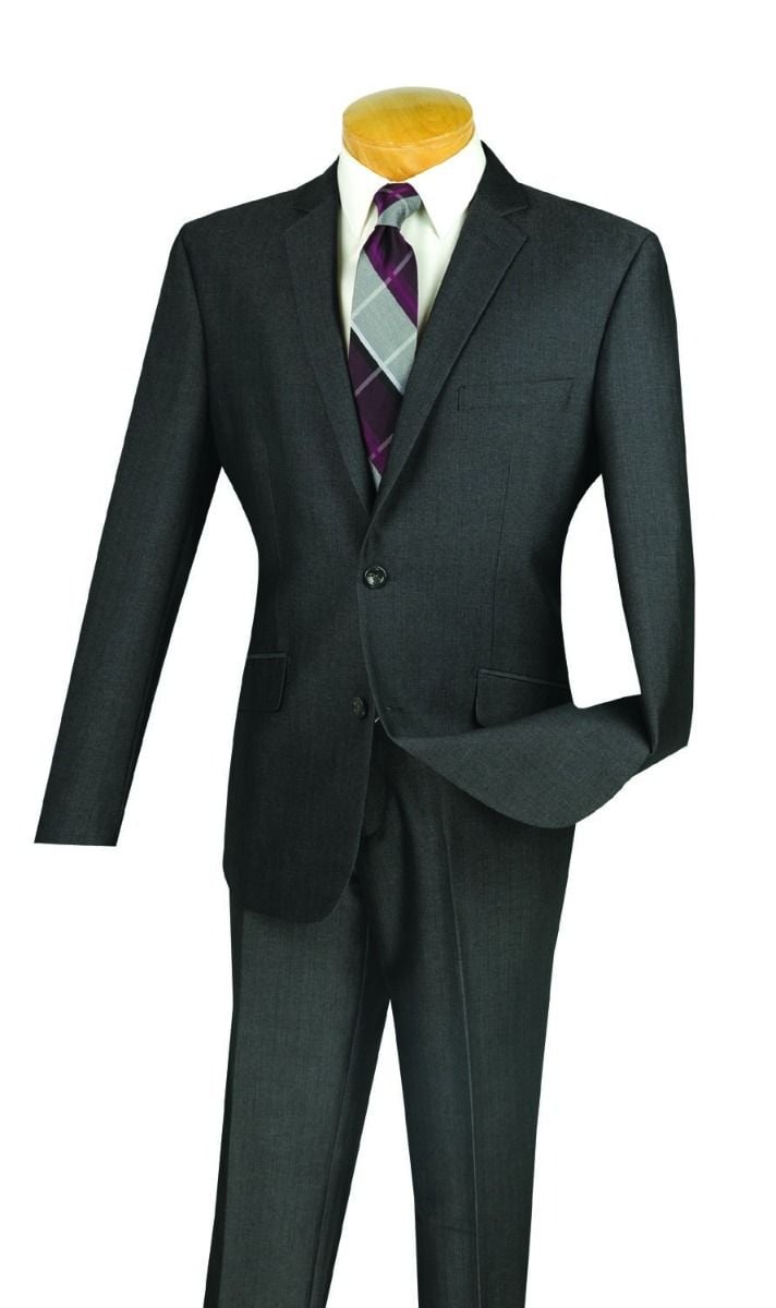 Vinci Men's 2-Piece Slim Fit Textured Weave Suit - 38 Short Jacket+32 Waist Adjustable 28to34)(Height: 5 4 to5 7 )(Neck 15-16.5)S-M)