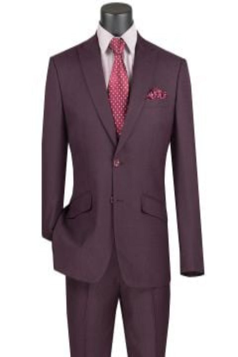 Vinci Men's 2 Piece Slim Fit Windowpane Suit Accent Design