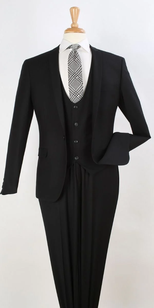 Royal Diamond Slim Fit 3 Piece Fashion Suit Low Cut Vest for Men