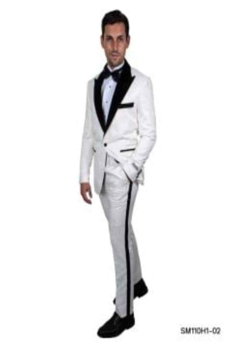 Stacy Adams Men's 2-Piece Velvet Paisley Hybrid Suit - 38 Short Jacket+32 Waist Adjustable 28to34)(Height: 5 4 to5 7 )(Neck 15-16.5)S-M)
