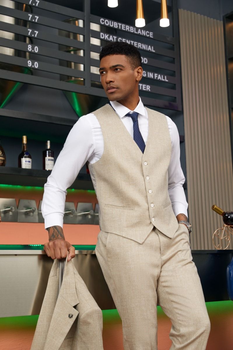 Stacy Adams Men's Textured Solid 3-Piece Hybrid Suit - 38 Short Jacket+32 Waist Adjustable 28to34)(Height: 5 4 to5 7 )(Neck 15-16.5)S-M)