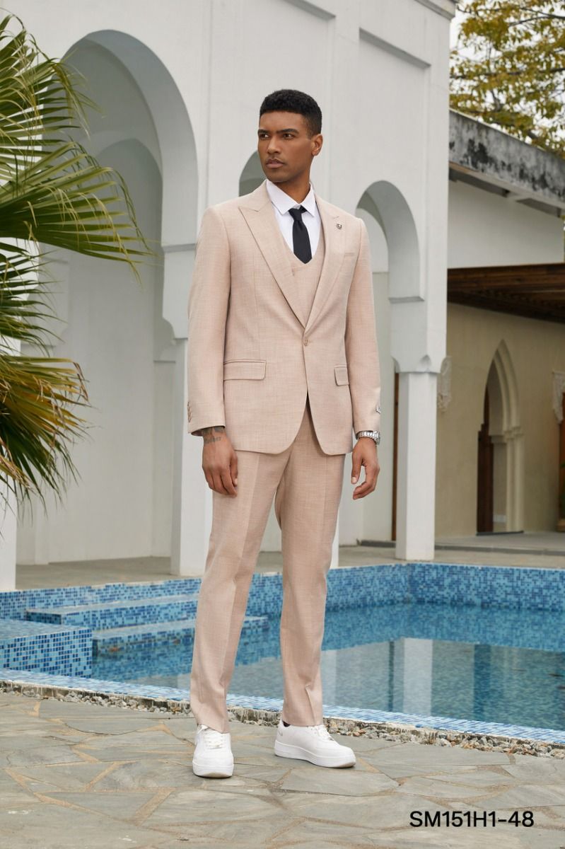 Stacy Adams Men's Hybrid 3-Piece Suit with Double-Breasted Vest - 34 Short or Extra Small