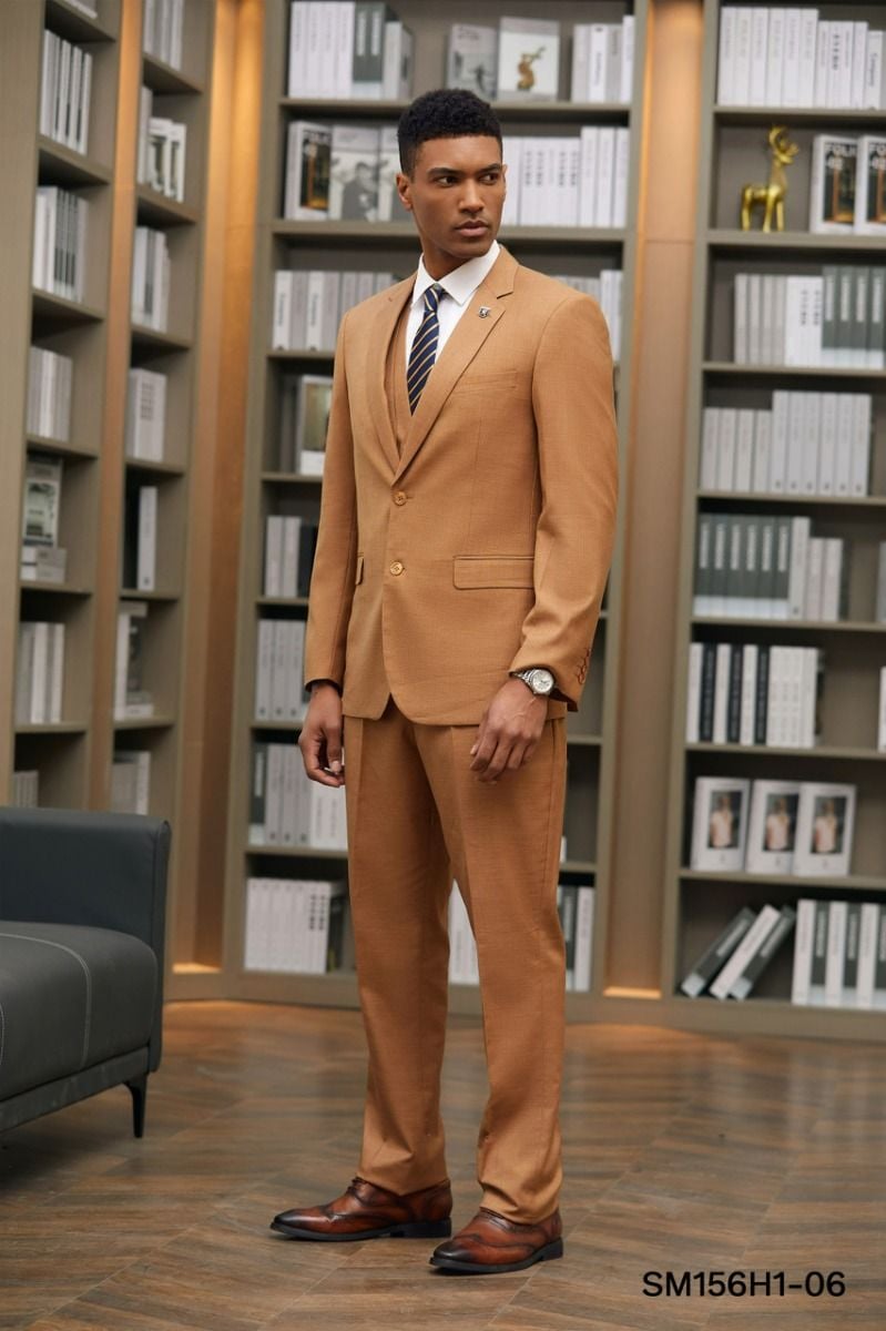 Stacy Adams Men's Hybrid Suit - Solid Texture, 3 Piece - 38 Short Jacket+32 Waist Adjustable 28to34)(Height: 5 4 to5 7 )(Neck 15-16.5)S-M)