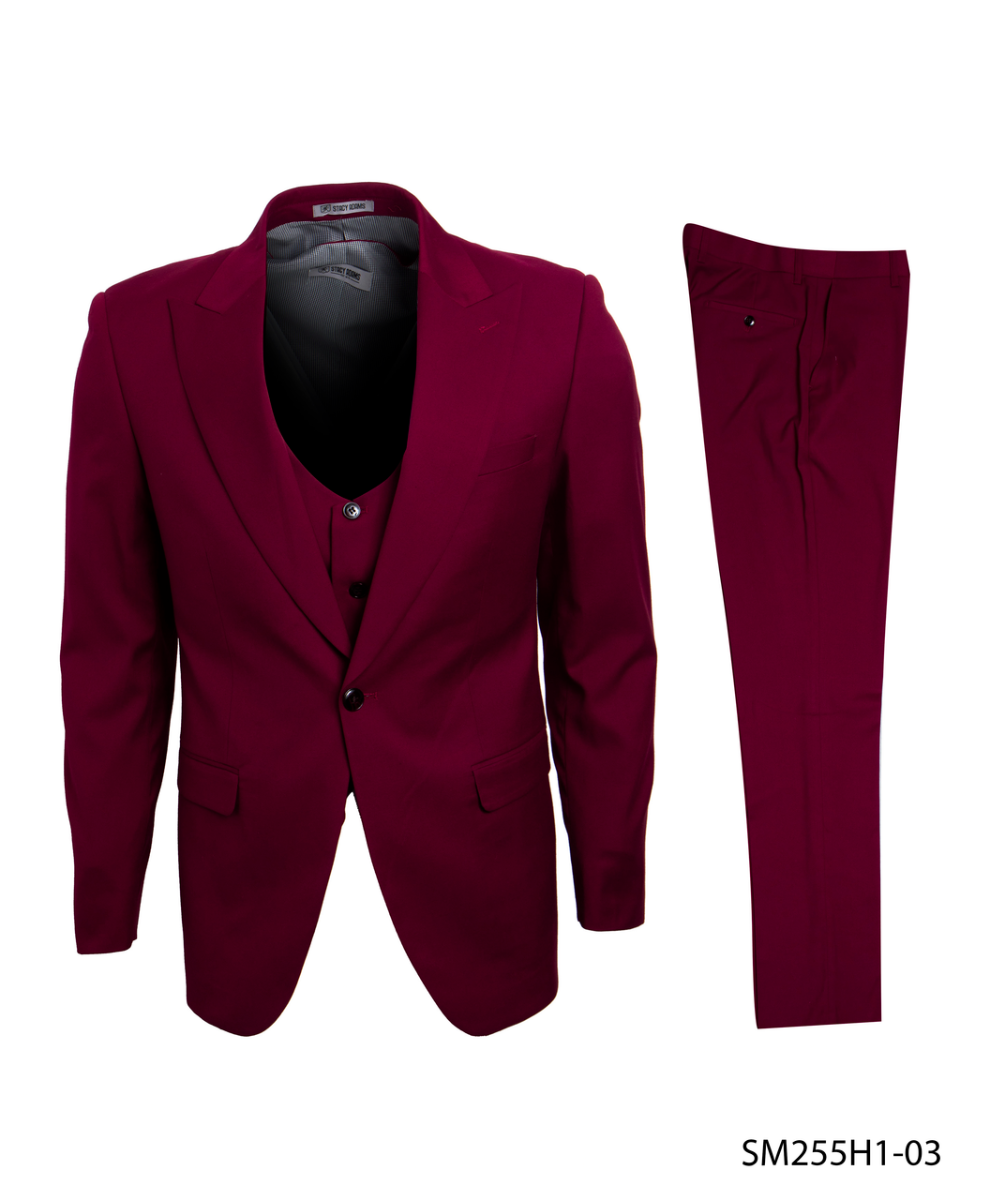 Stacy Adams Men's Executive 3-Pc Suit - Bold Color - 38 Short Jacket+32 Waist Adjustable 28to34)(Height: 5 4 to5 7 )(Neck 15-16.5)S-M)