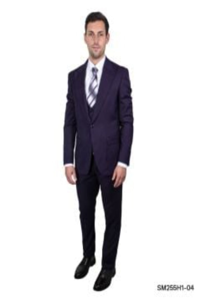 Stacy Adams Men's Executive 3-Pc Suit - Bold Color - 38 Short Jacket+32 Waist Adjustable 28to34)(Height: 5 4 to5 7 )(Neck 15-16.5)S-M)
