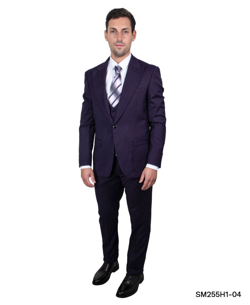Stacy Adams Men's Executive 3-Pc Suit - Bold Color - 38 Short Jacket+32 Waist Adjustable 28to34)(Height: 5 4 to5 7 )(Neck 15-16.5)S-M)