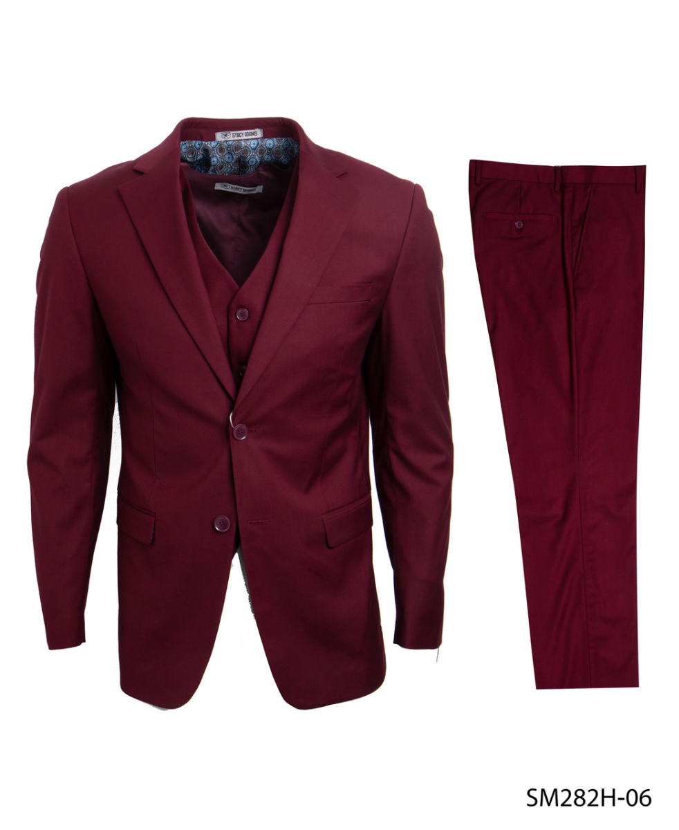 Stacy Adams Men's 3-Pc Executive Suit Notch Lapel Professional Look - 38 Short Jacket+32 Waist Adjustable 28to34)(Height: 5 4 to5 7 )(Neck 15-16.5)S-M)