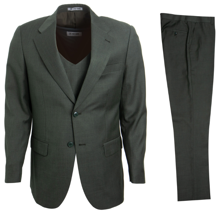Stacy Adams Textured Solid 3 Piece Executive Slim Men's Suit - 38 Short Jacket+32 Waist Adjustable 28to34)(Height: 5 4 to5 7 )(Neck 15-16.5)S-M)