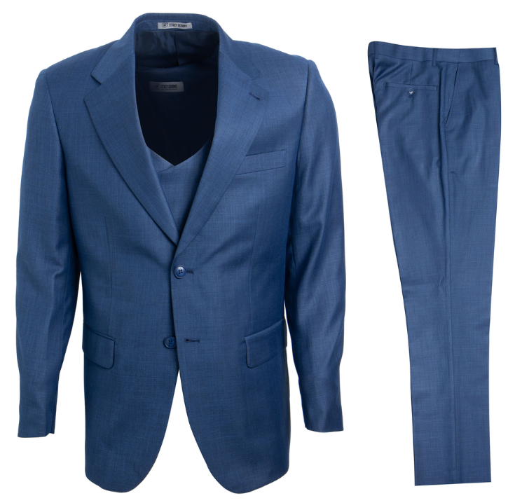 Stacy Adams Textured Solid 3 Piece Executive Slim Men's Suit - 38 Short Jacket+32 Waist Adjustable 28to34)(Height: 5 4 to5 7 )(Neck 15-16.5)S-M)