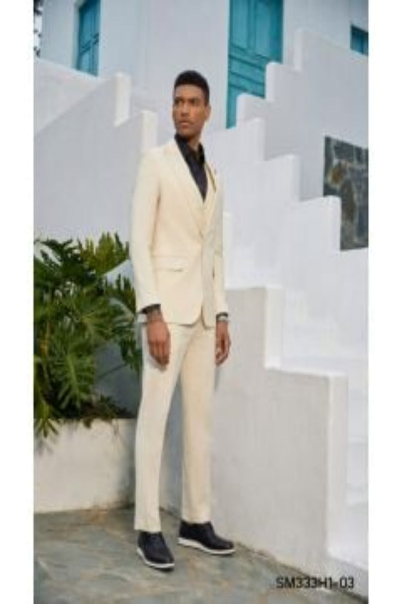 Men's Stacy Adams Basic Slim Fit Wedding & Business Suit in Light Grey