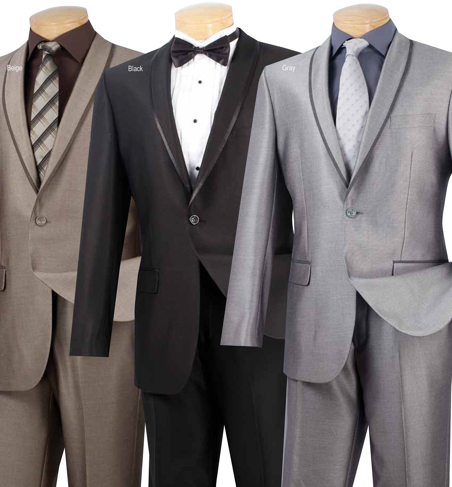 Vinci Men's Slim Fit Sharkskin Suit with Trimmed Shawl Lapel - 38 Short Jacket+32 Waist Adjustable 28to34)(Height: 5 4 to5 7 )(Neck 15-16.5)S-M)