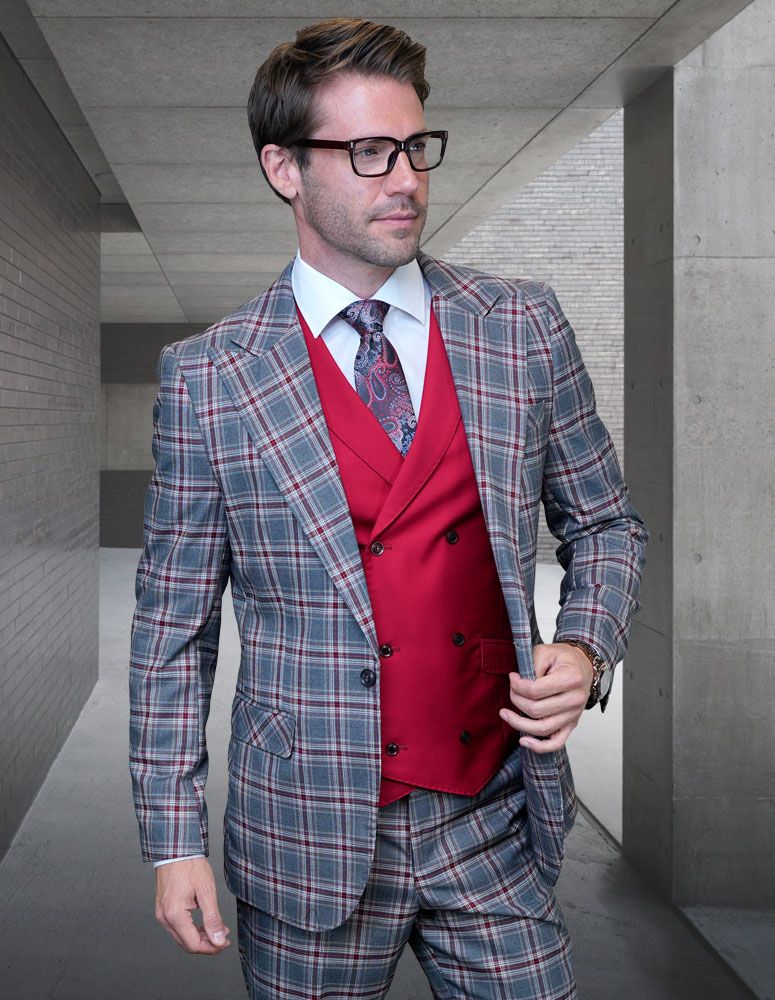 Unique Men's 100% Wool 3-Piece Suit Statement Color Design