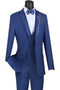 Vinci Men's Wool Feel Slim Fit 3 Piece Suit with Lapel Accent