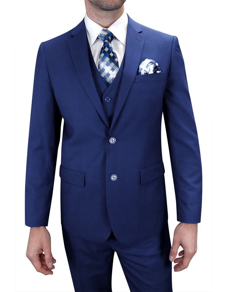 Men's 3 Piece Wool Suit Bold Colors 100% Wool Statement - 38 Short Jacket+32 Waist Adjustable 28to34)(Height: 5 4 to5 7 )(Neck 15-16.5)S-M)