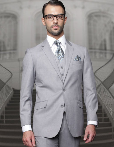 Statement Men's Wool Fashion Suit - Solid Color, 3-Piece