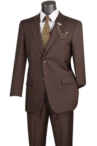 Brown Regular Fit 2 Piece Suit with Flat Front Pants and 2" Elastic Waist Band - Nola Collection 