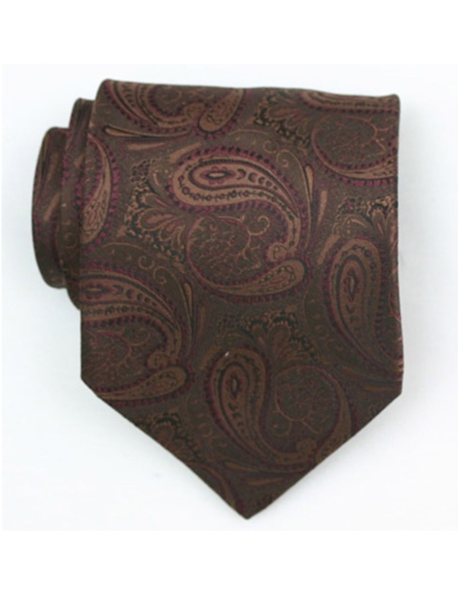 Brown Paisley Neck Tie - One Size Fits All