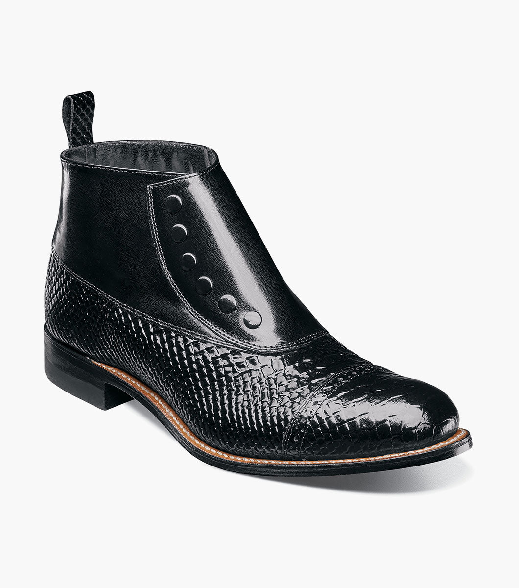Stacy Adams MADISON Spectator Spat Cap Toe Demi Boot Black by Stacy Adams Shoes - 7