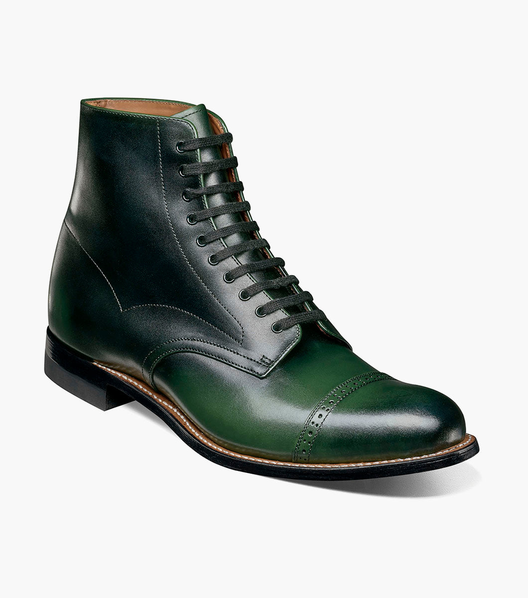 Stacy Adams MADISON Cap Toe Lace Up Boot Green by Stacy Adams Shoes - 7