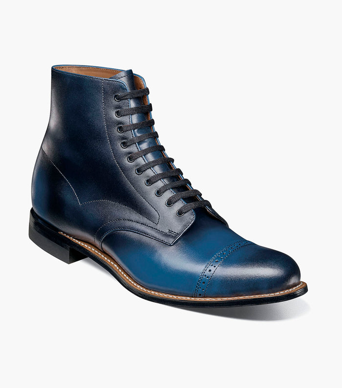 Stacy Adams MADISON Cap Toe Lace Up Boot Blue by Stacy Adams Shoes