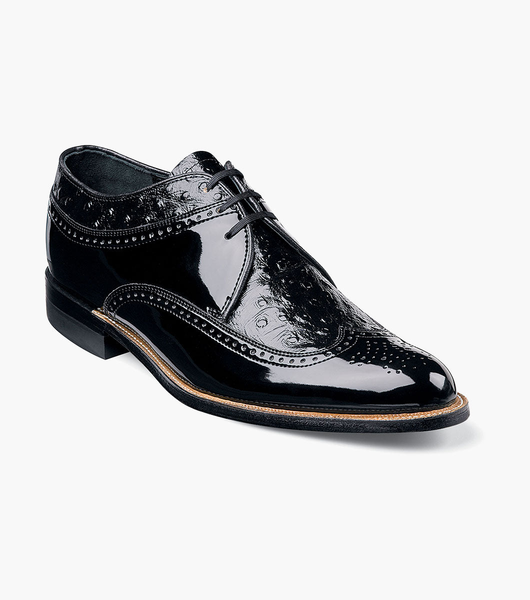 Stacy Adams DAYTON Ostrich Wingtip Oxford Black by Stacy Adams Shoes - 7