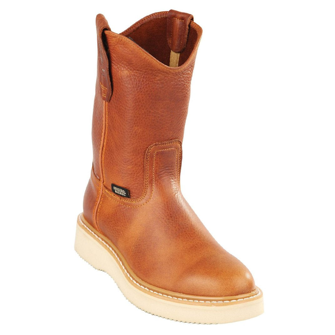 Original Michel Leather Pull On Grisly Work Boots - Brown