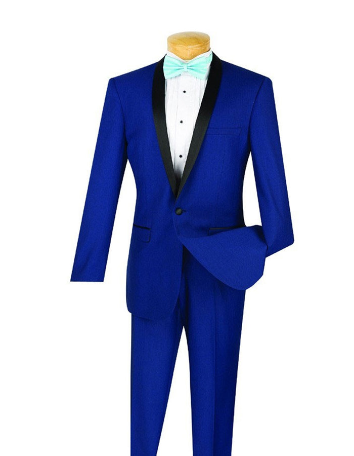 Mens Royal Blue Prom 2026 Tuxedo - Royal Blue Shawl Tuxedo - Mens Slim Fitted Tuxedo