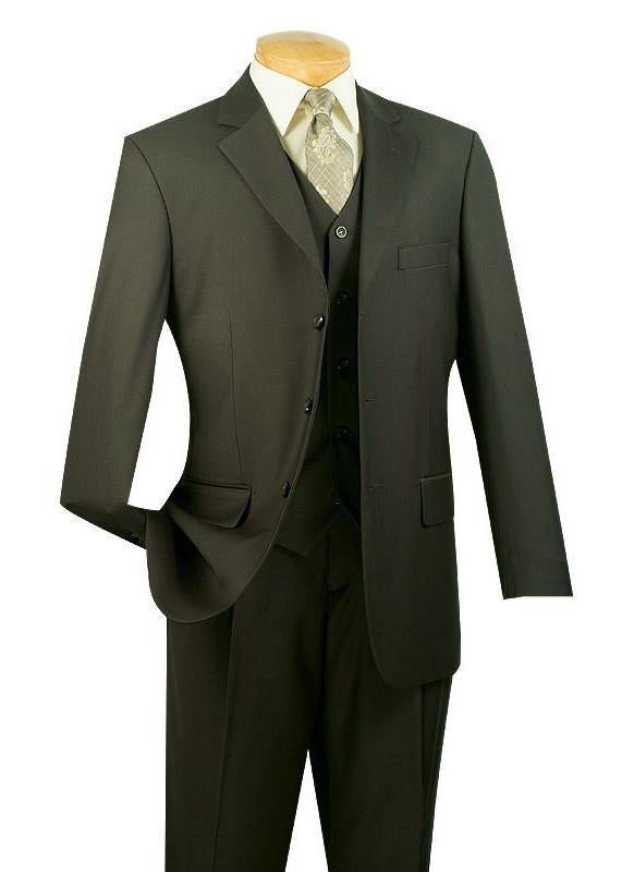 Avalon Collection - Regular Fit Men's Suit 3 Button 3 Piece Olive - Olive
