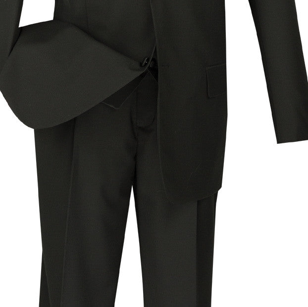 Santorini Collection - Regular Fit Black Tuxedo 4 Piece with Vest Bow Tie Adjustable Waistband - Black