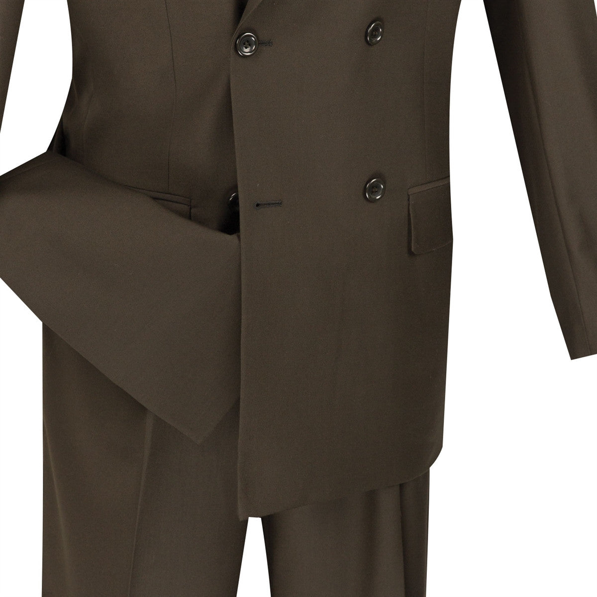 Ramses Collection - Brown Regular Fit Double Breasted 2 Piece Suit with Flexible Elastic Waistband - Brown