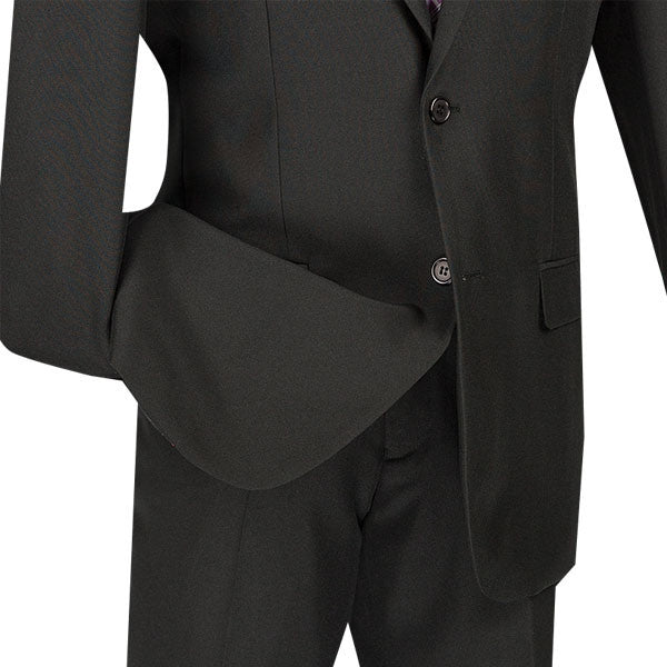 Black Slim Fit Men's 2 Piece Business Suit 2 Button - Black