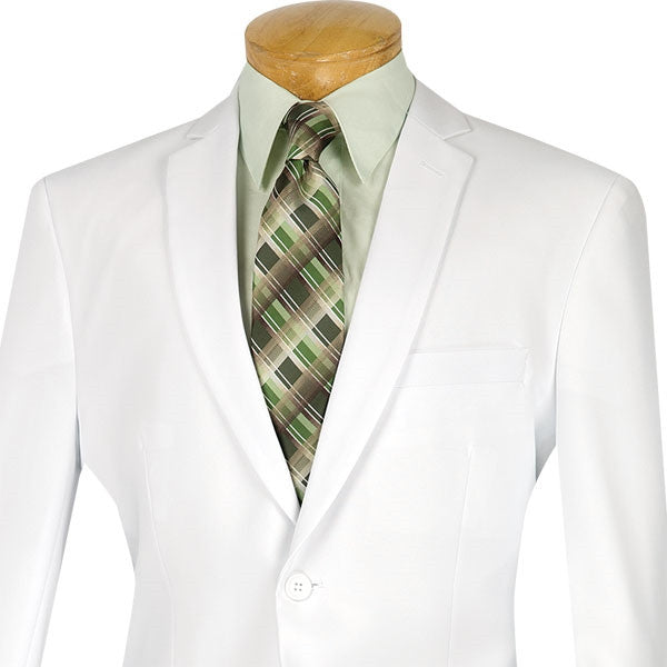 White Slim Fit Men's 2 Piece Business Suit 2 Button - White