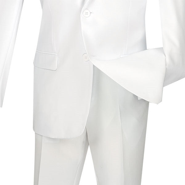 White Slim Fit Men's 2 Piece Business Suit 2 Button - White