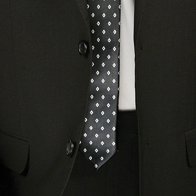 Slim Fit Men's Suit 2 Piece 2 Button in Black - Black