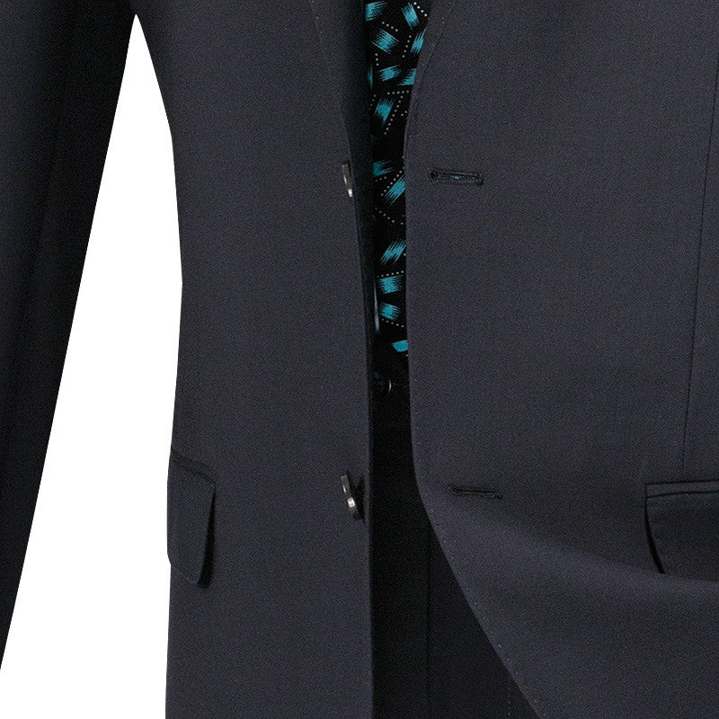Slim Fit Men's Suit 2 Piece 2 Button in Navy - Navy