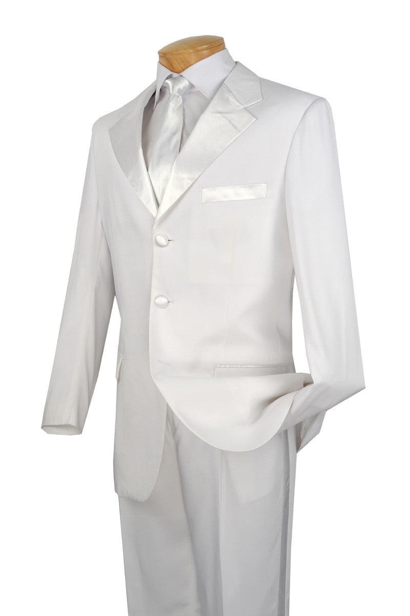 Men's Regular Fit Tuxedo 2 Piece Collection In White 3 Button Design - White