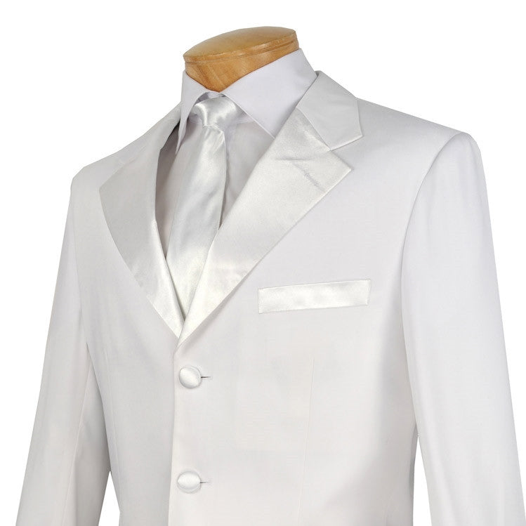 Men's Regular Fit Tuxedo 2 Piece Collection In White 3 Button Design - White