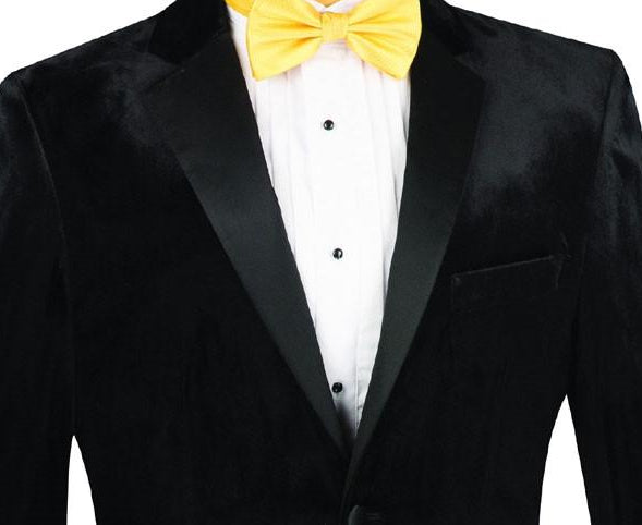 Men's Slim Fit Velvet Tuxedo 2 Piece in Black - Black