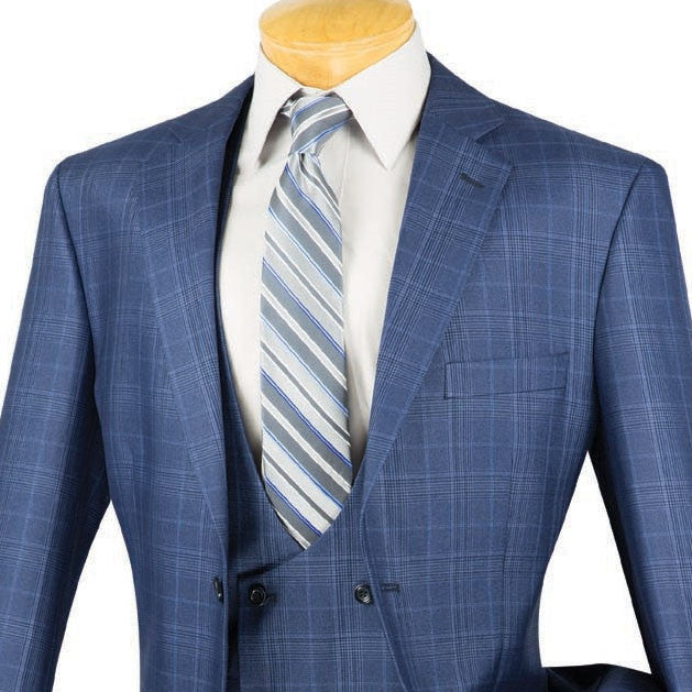 Renaissance Collection - Regular Fit 3 Piece Suit Oxford Blue - Oxford Blue