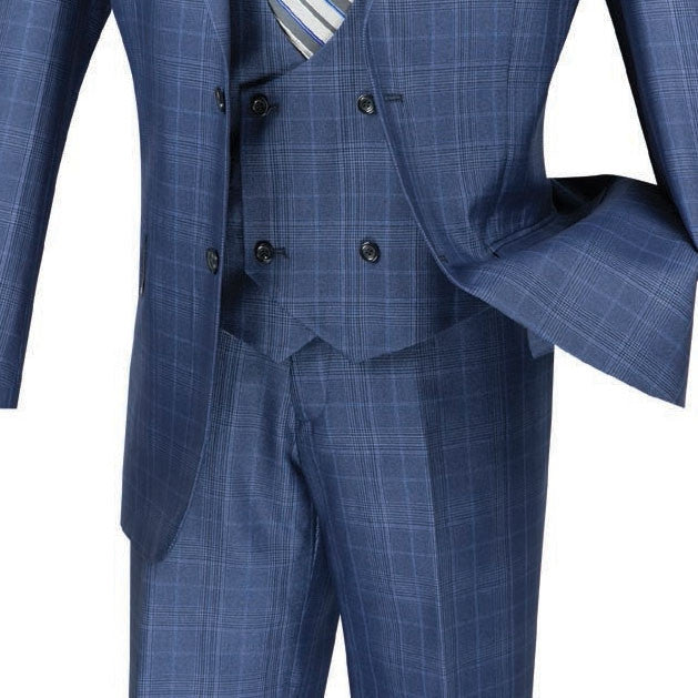Renaissance Collection - Regular Fit 3 Piece Suit Oxford Blue - Oxford Blue