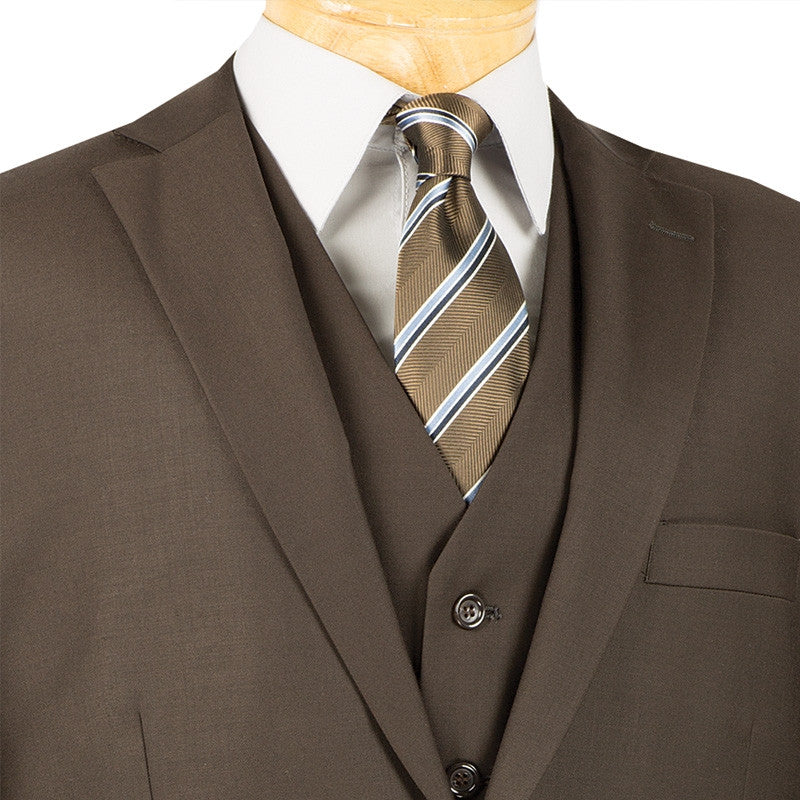 Morgan Collection - Regular Fit 3 Piece Suit 2 Button Brown - Brown