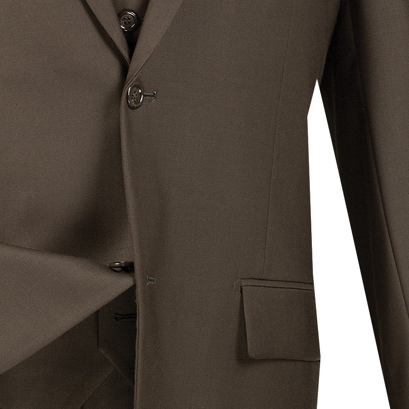 Morgan Collection - Regular Fit 3 Piece Suit 2 Button Brown - Brown