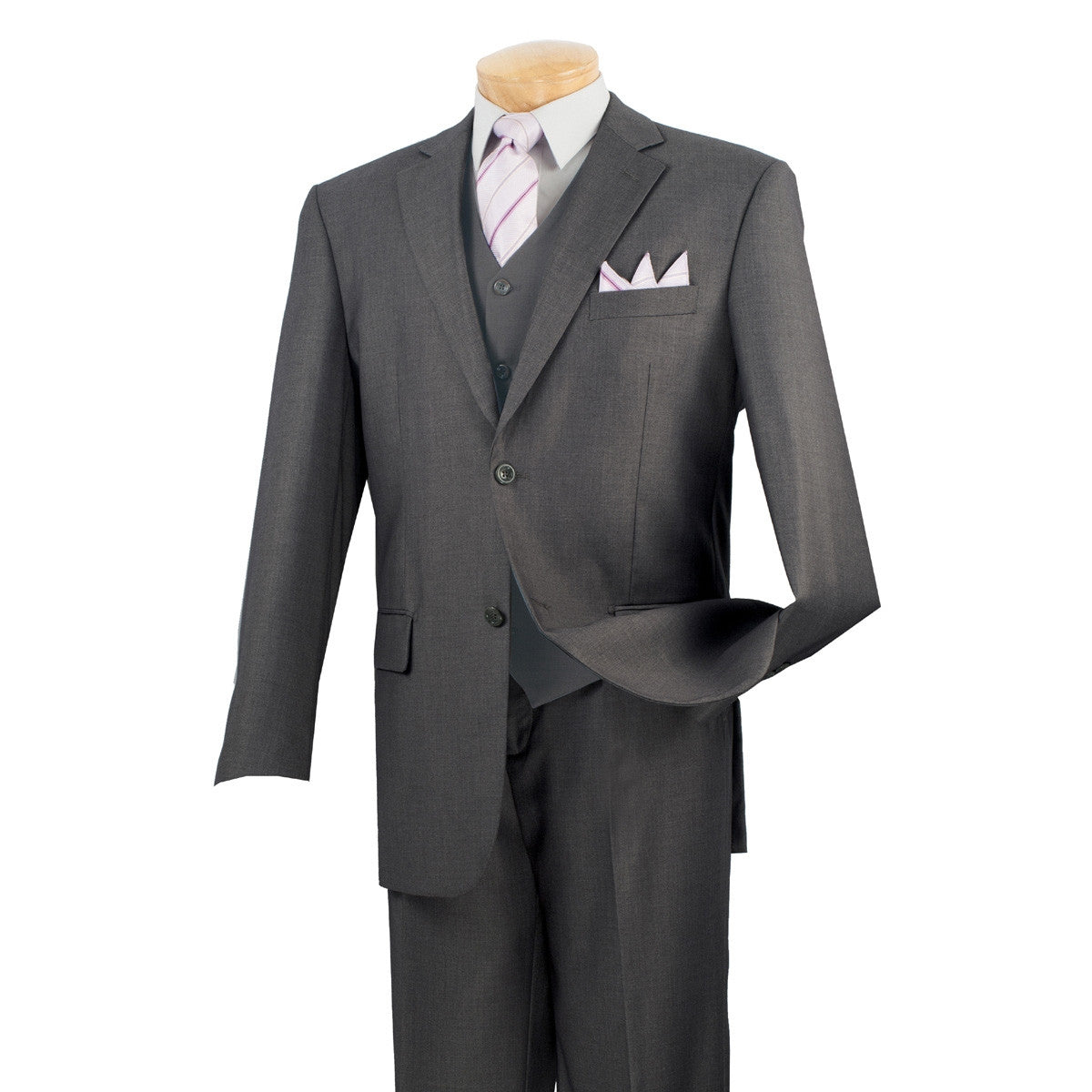 Morgan Collection - Regular Fit 3 Piece 2 Button Heather Gray - Heather Gray