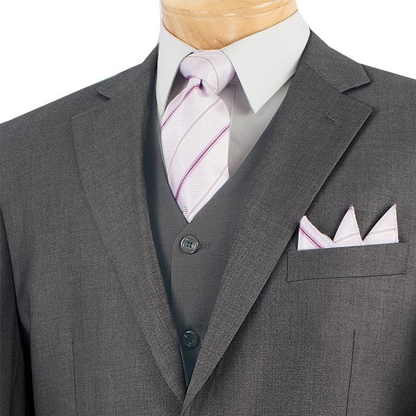 Morgan Collection - Regular Fit 3 Piece 2 Button Heather Gray - Heather Gray