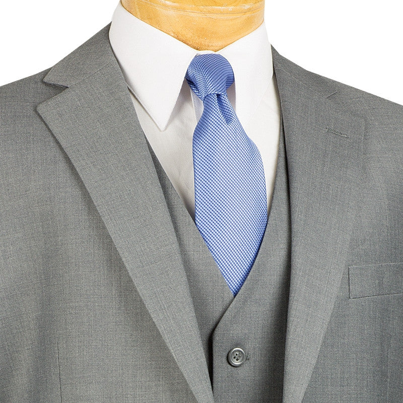 Morgan Collection - Regular Fit 3 Piece Suit 2 Button Medium Gray - Medium Gray