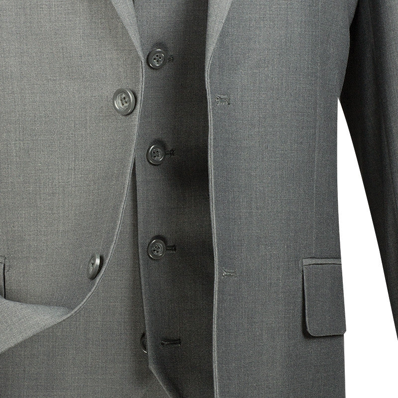 Morgan Collection - Regular Fit 3 Piece Suit 2 Button Medium Gray - Medium Gray