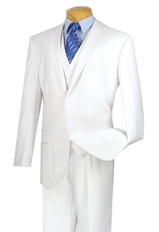 Morgan Collection - Regular Fit 3 Piece Suit 2 Button White - White