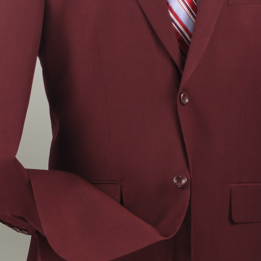 Monte Carlo Collection - Regular Fit 2 Piece 2 Button Textured Weave Burgundy - Burgundy