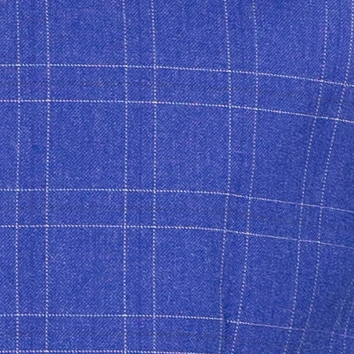 Men's Classic Blue Windowpane Three Piece Suit